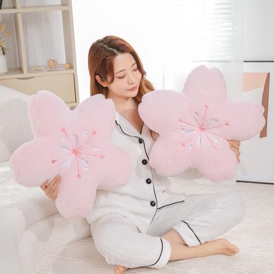 Plush Toy Cherry Blossom Shape Comfortable Touch Full Filling Smell-less Fine Workmanship Cushion No Deformation Kawaii Flower Plush Pillow Household