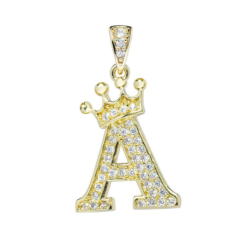 

Az Alphabet Crown Initials Letter Pendant Necklace Gold Chain Jewelry Gift A