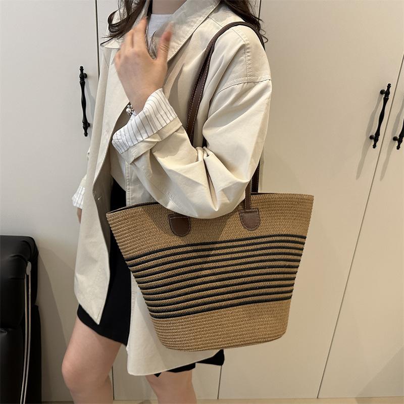 Korean Vacation Style Raffia Woven Bag Girls Summer Vacation Style Large Capacity Tote Bag Internet Celebrity Shoulder Bag