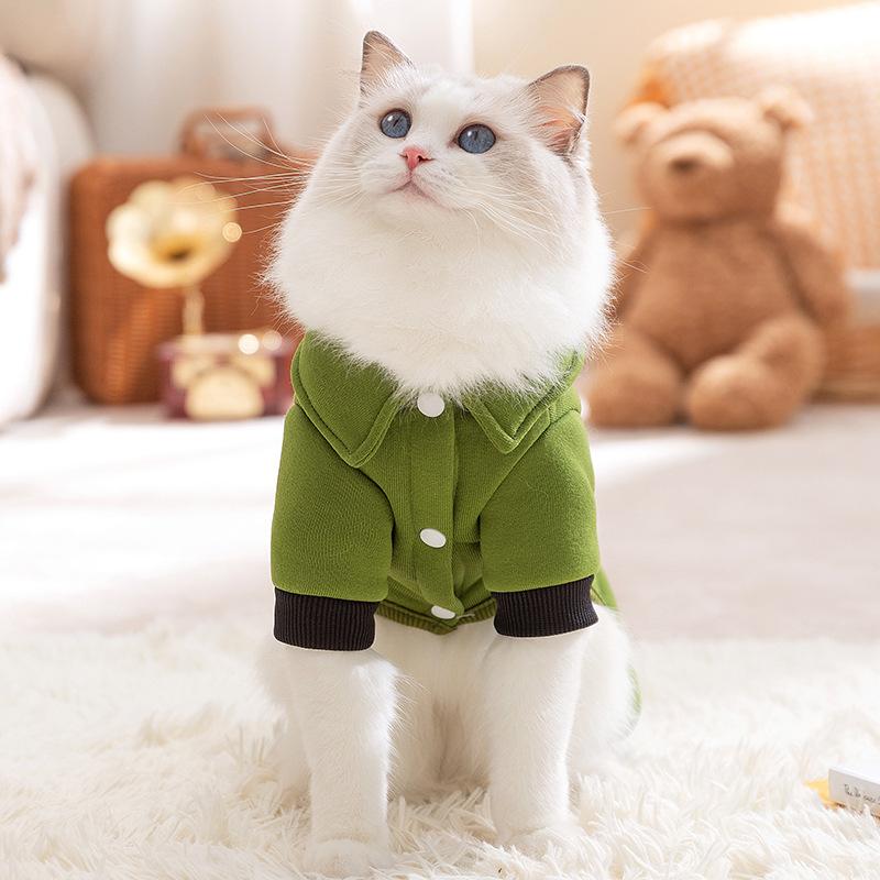 Cat clothes autumn and winter warm belt satchel into kittens can be towed four-legged clothes dog small dog pet cat clothing