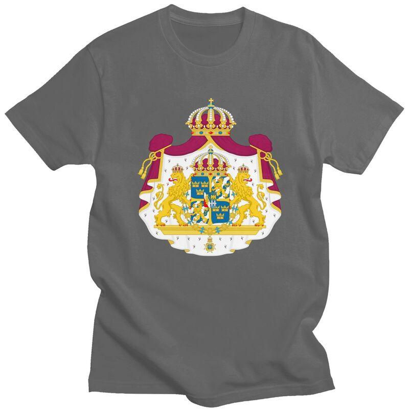 Custom Coat Of Arms Of Sweden Flag T Shirts for Men 100 Cotton Tee Tops Tshirts Fashion Tshirt Clothing