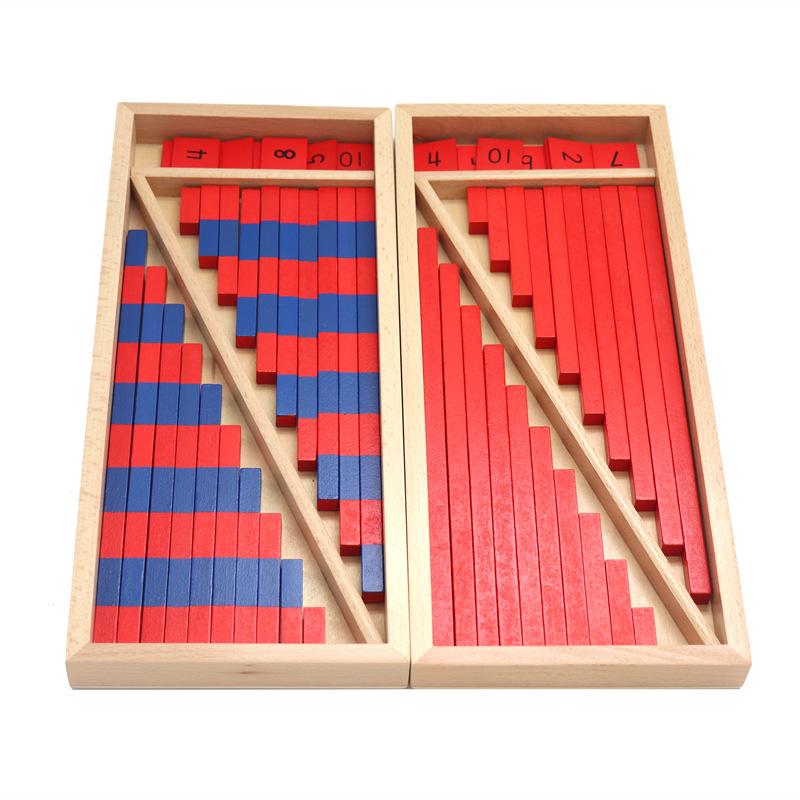 Montessori Math Teaching Aids: Small Wooden Red & Blue Number Rods for Number Concept Cognition and Education