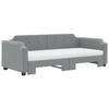 VidaXL Daybed with Trundle and Mattress Light Grey 90x200 Cm Fabric 3197652