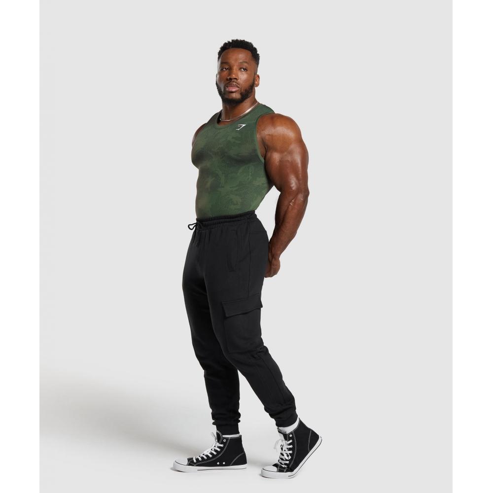 Gymshark Geo Seamless Tank Core Olive Black A6a3k Ebh6.