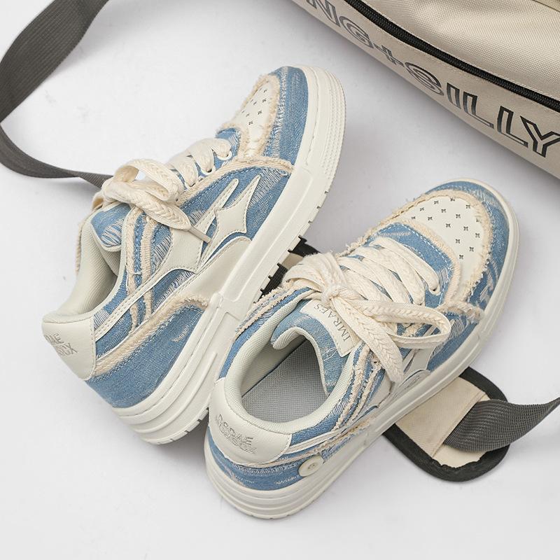 2024 New Summer Board Shoes Men's Casual Versatile Denim Couple Canvas Shoes Niche Star Color Matching Trendy Shoes