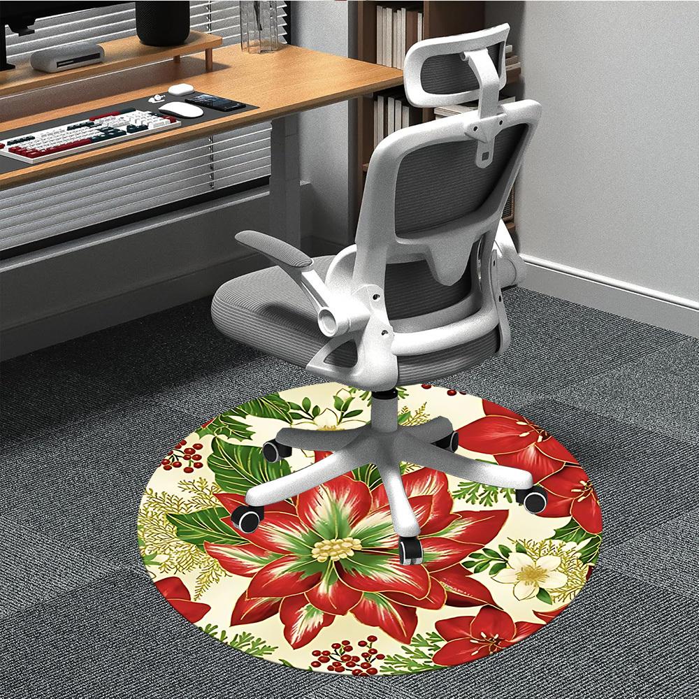 

1pc Poinsettia Chair Carpet for Office, Non-slip, Soft and Durable Office Rug, Perfect for Office yy260127126 80cm by 80cm