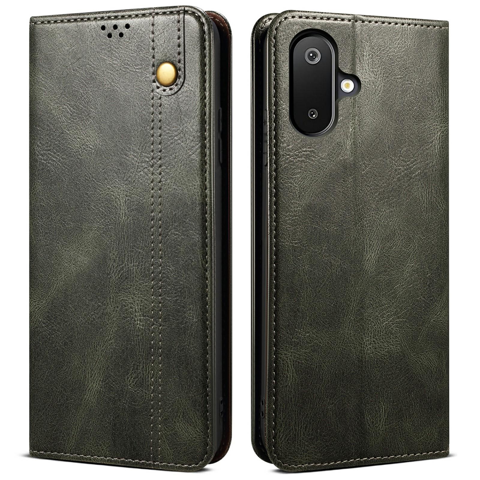 

For Samsung Galaxy M06 5G/F06 5G Case Crazy Horse Texture Waxy Leather Wallet Stand Phone Cover Green