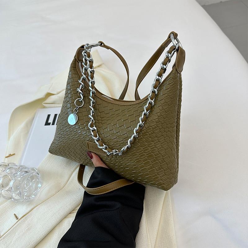 Ielgy One-Shoulder Armpit Bag Chain Tote Bag All-Match Woven Messenger Bag