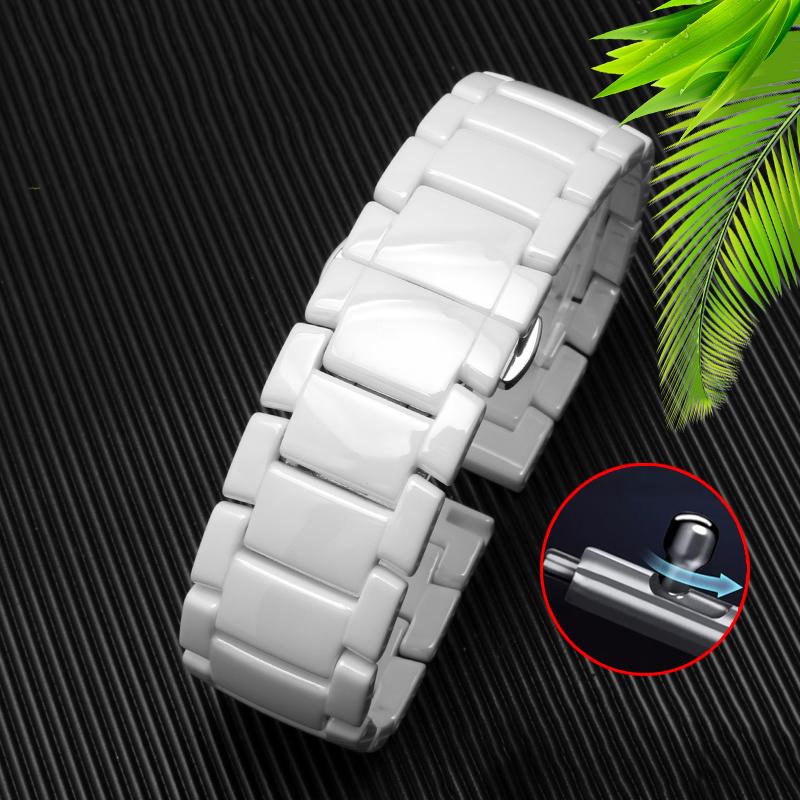 Für Armani AR1507/AR1509/AR1499/AR1895 Helle Oberfläche Zubehör schwarzes weißes Keramik-Armband matt Schnellverschluss-Armband 22mm