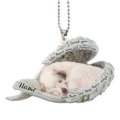 Dog Acrylic Ornament Dog Sleeping Angel Ornament 2D Cute Wings Acrylic Angel Decor For Door Party Wall Christmas Tree Car