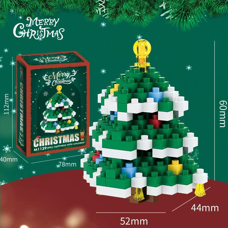 Christmas Gifts Micro Building Block Series Santa Claus Reindeer Puzzle Assembling Bricks Table Decoration Toys Children Kids