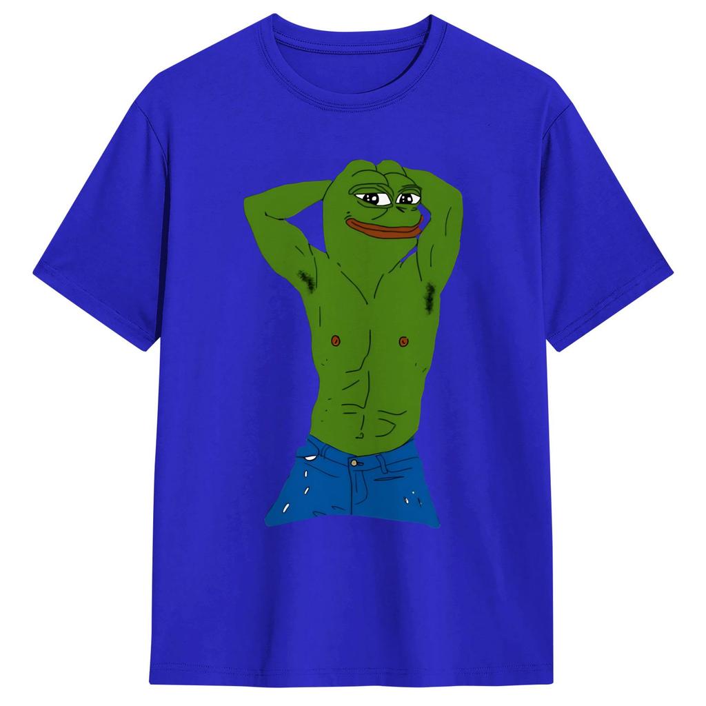 Pepe The Frog Cotton Tshirt For Male Summer Y2k Funny Tshirts Comfortable Hipster Tee Shirt Big Size Loose Tops