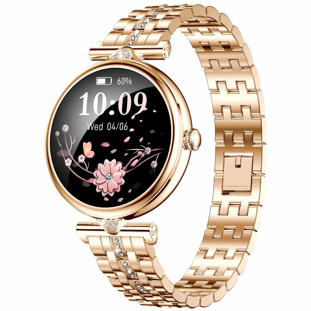 AK73 Women's Smart Watch Sports Monitor Waterproof Bracelet with Steel Strap