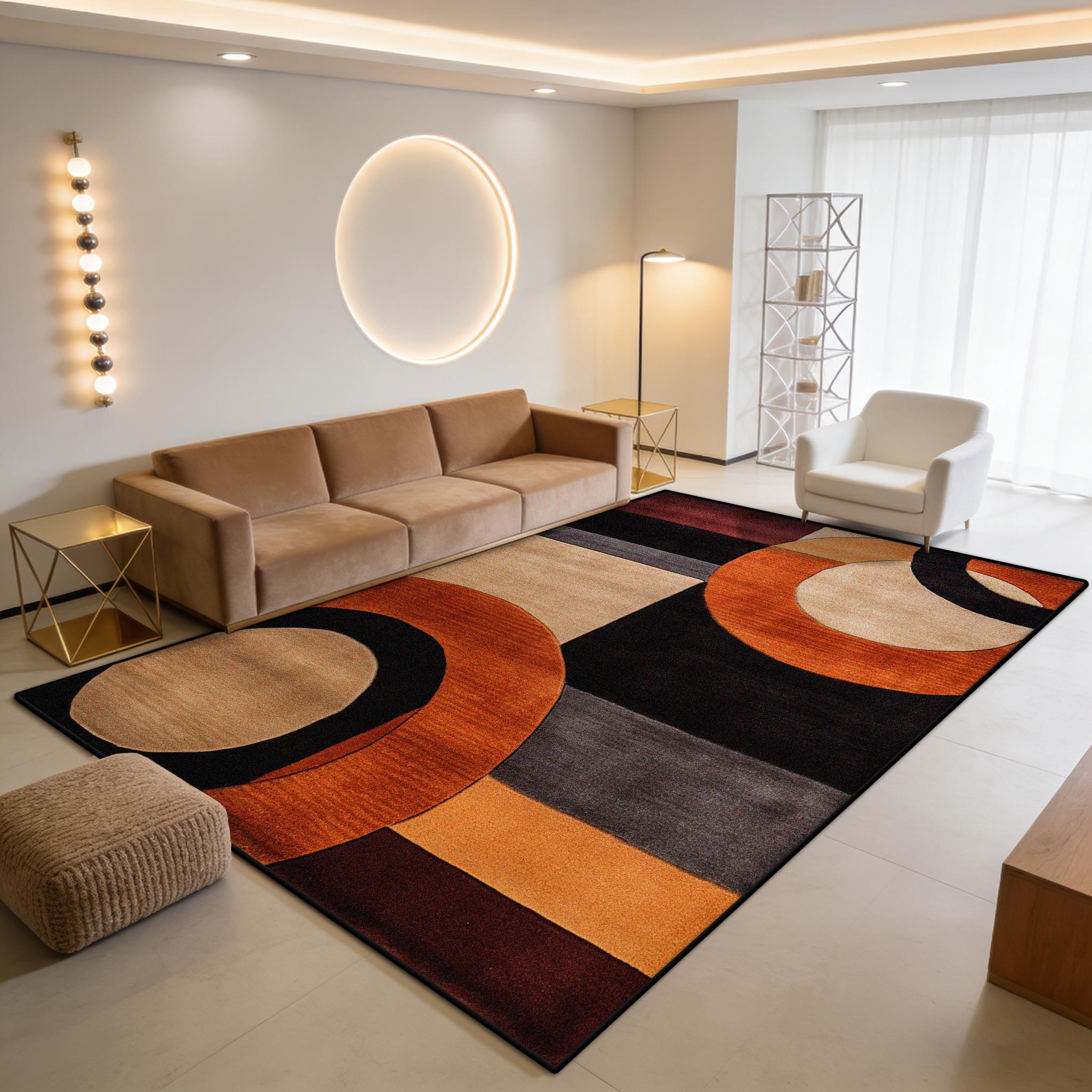 

Modern Abstract Geometry Dark toned Living Room Carpet Easy Clean Fluffy Light Luxury Rug Non-slip Soft Lounge Tables Chair Mats 60x90cm