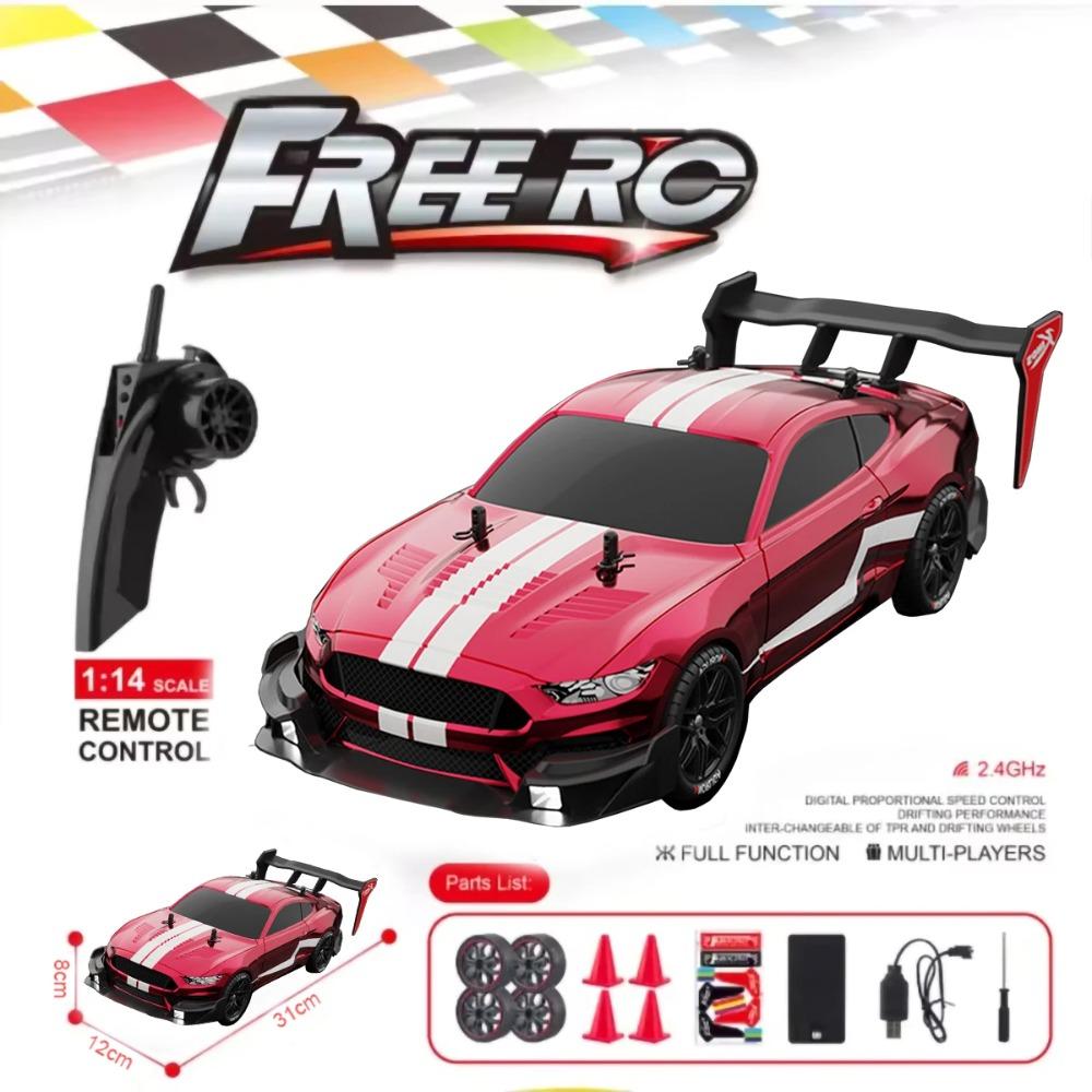 RTR מוסטנג 2.4G מכונית דריפט 1:14 מכוניות מרוץ חשמליות 4WD עם שלט רחוק מכונית מרוץ מהירה מכונית מרוץ RC צעצועים לילדים