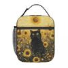 Sunflowers Surround Cat Pattern Insulated Lunch Bag for Women Children Portable Food Boxes Thermal Lunch Box Tote