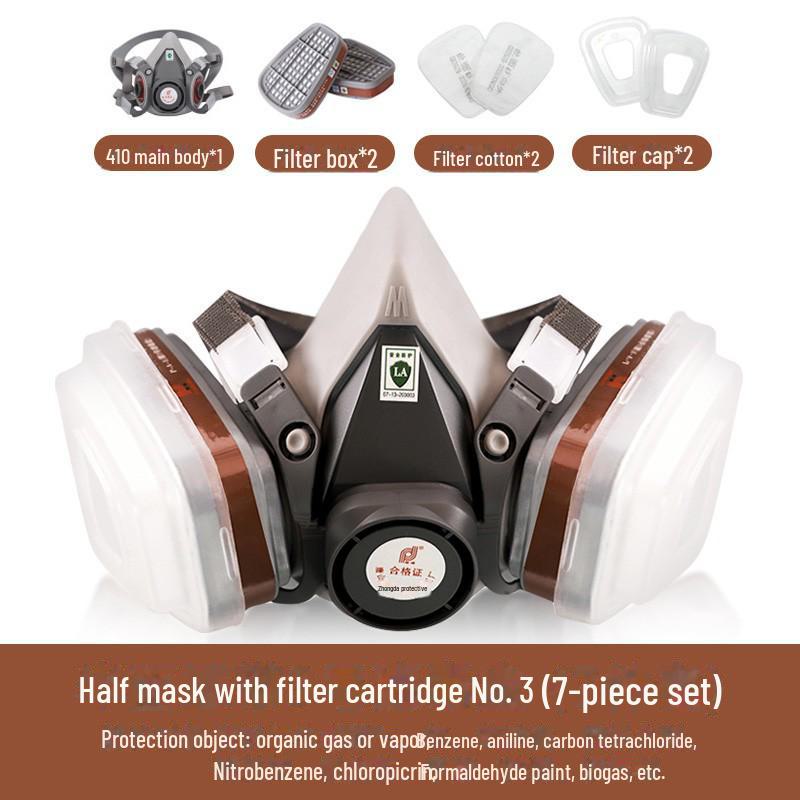 Puda 410 Industrial Gas Mask - Anti-Organic Vapor, Chemical, Spray Paint, and Dust Protection (6200 Model)