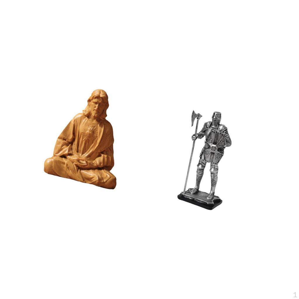 Sacred Heart Knight Statue Collectible Jesus Figure Decorative Ornament for Hallway Bedroom Office