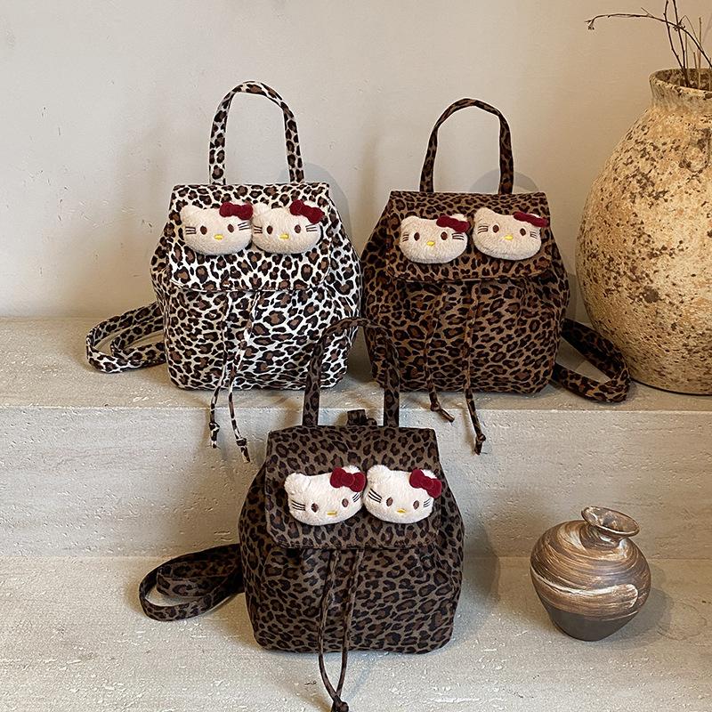 Tide Cool Leopard Print Boys And Girls Backpack Kindergarten Baby Small Schoolbag Cartoon Cute Kitten Children'S Backpack
