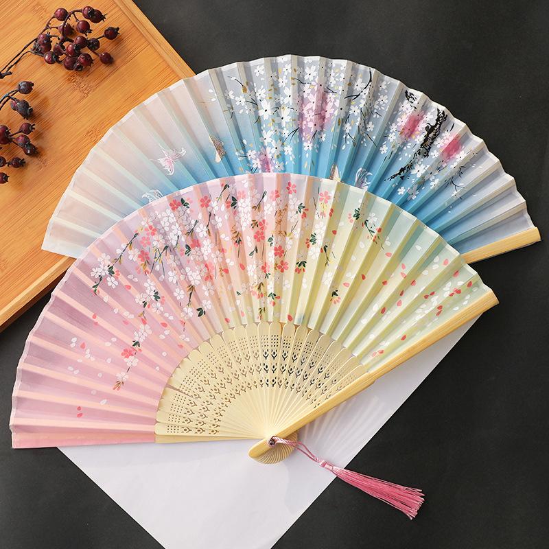 Chinese Style Folding Hand Fan Japanese Bamboo Fans Retro Style Hand Fan Art Craft Gift Photo Props Home Decorative Ornaments