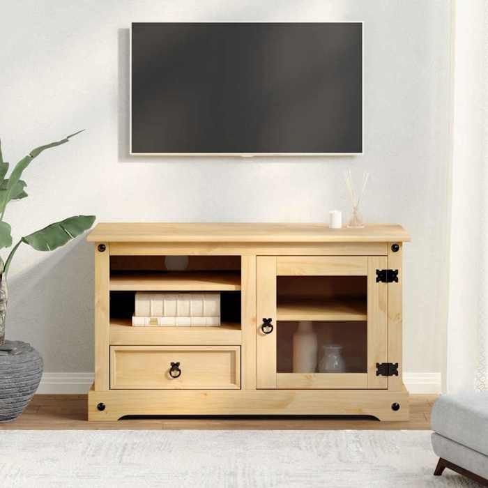 VidaXL Meuble TV Corona 100x45x58 cm bois de pin massif, banc TV, meuble hifi, centre de divertissement, buffet TV, meuble 4005669
