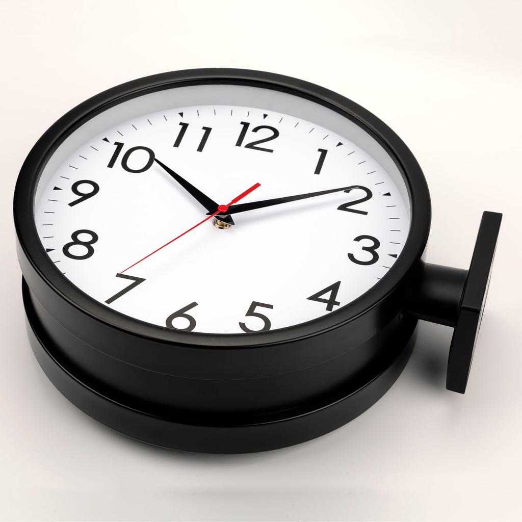 Wall Clock with Continuous Second Stylish Battery Operated Not Dial Double-sided Radio-controlled Silent, Hand, Design, (battery Included), Diameter