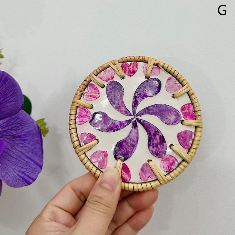 Vine Woven Shell Coaster Southeast Asian Style Insulated Tea Cup Mat Tea Table Anti Scalding Hand Made Shell Mat Home Decoration