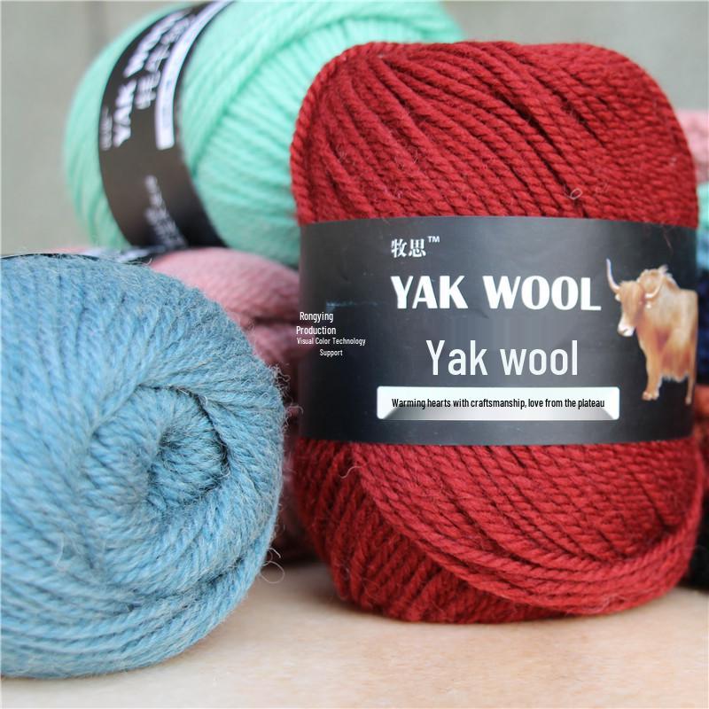 Hand-Knitted Medium-Thick Yak Wool Yarn for Scarves, Hats, Coats, Vests, and Sweaters