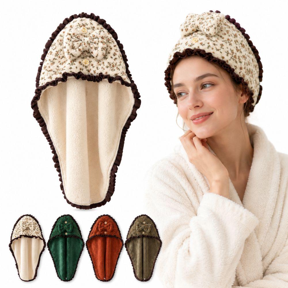 Coral Fleece Hair Towel Wrap Absorbent Shower Cap New Bow Dry Hair Cap  For Bathroom,washing Hair