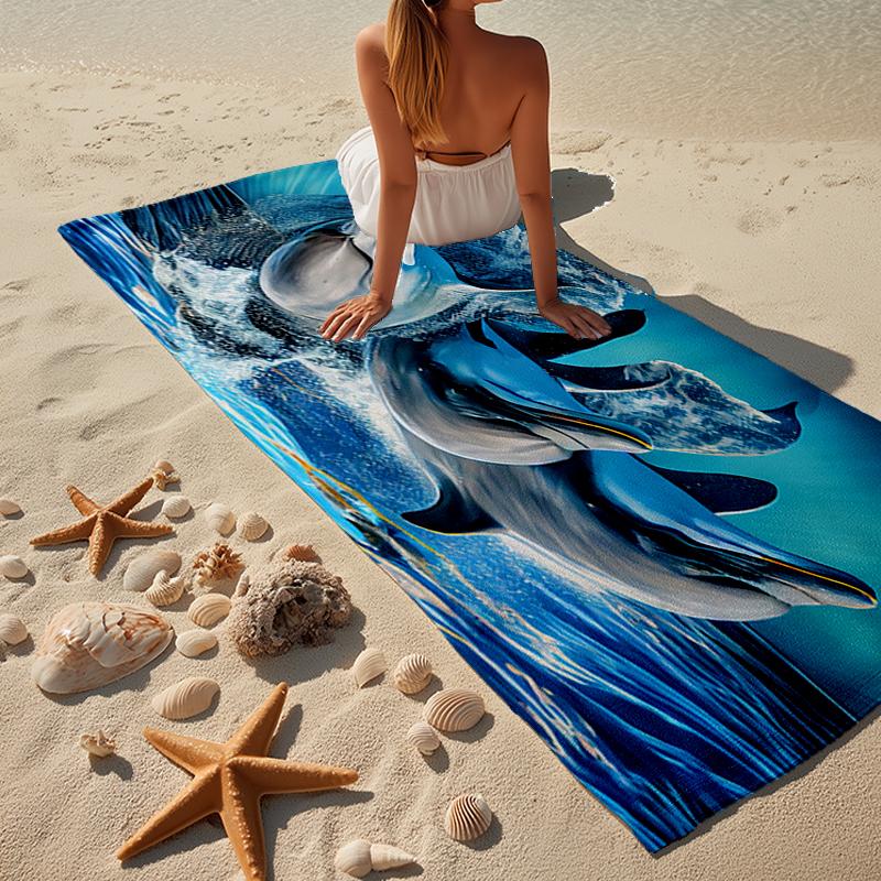 Dolphins In Starry Sky Beach Towel, Super Soft Microfiber, Gift for Her/Him, Birthday, for Pool, Beach, Travel, Home Decor Fan gifts