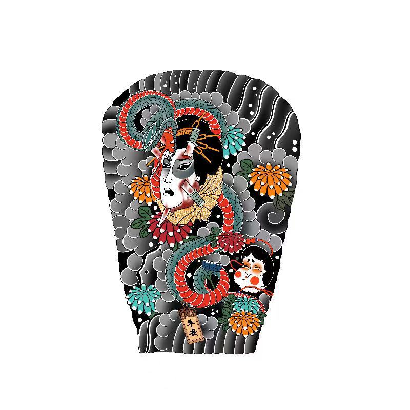 Autocollants de tatouage traditionnels jambe fleur sont imperméables, résistants à l'usure et durables3-5Unisexe Dragon Réaliste Fleur de Pivoine Style Japonais