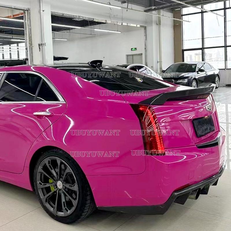 kypxz5 Carbon Fiber Look ABS Plastic Rear Boot Spoiler For Cadillac ATS Sedan 4 Door 2015 -2019 Rear Trunk Lid Trim Wings Spoiler