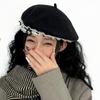 Trendy Painter Hat with Bows Flat Hat British Beret for Dating Photography Cabbie Headwear Painter Hat Autumn