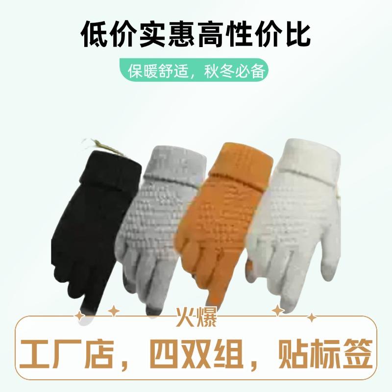 Pineapple Pattern Gloves Female Winter Cute Student Riding Warm Cold Thickened Winter Gloves Combination