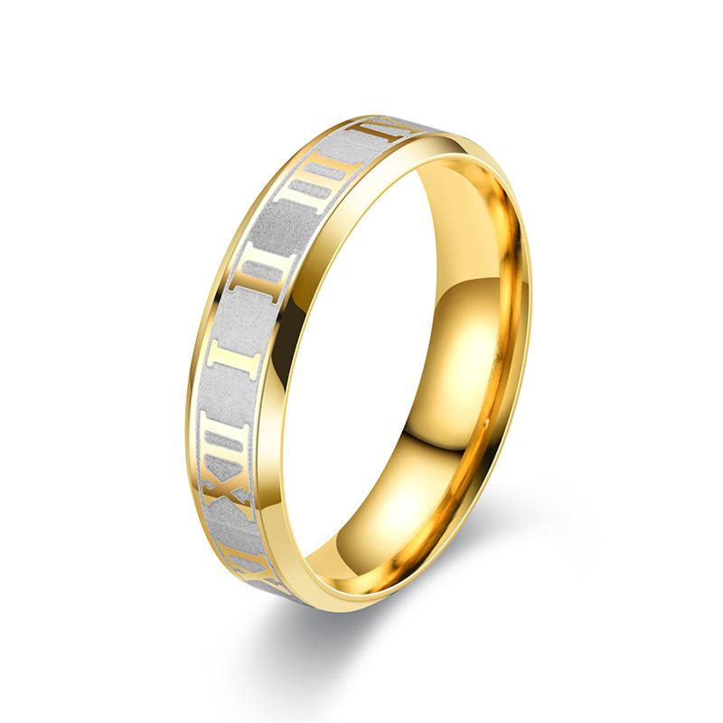 European & American Roman Numeral Titanium Steel Ring, 6MM Laser Engraved, Personalized Jewelry