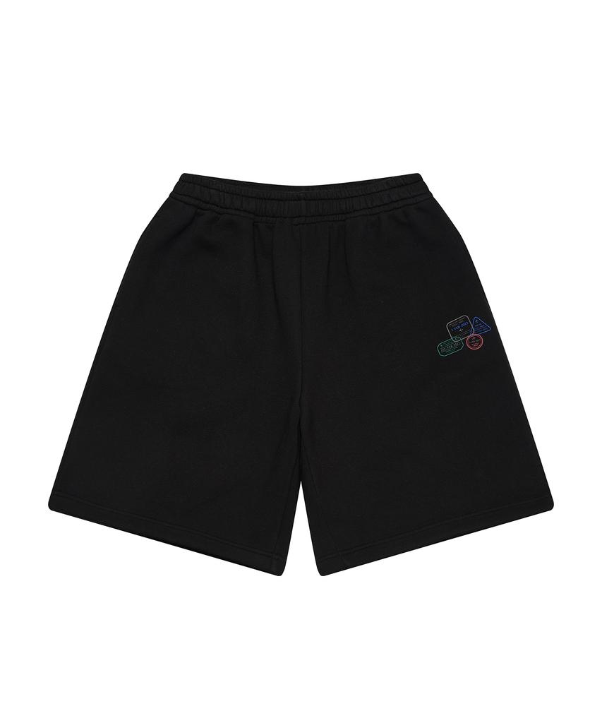 Gesison [L~4Xl] Signature Big Size Wide Sweatshirt Half Pants_Black