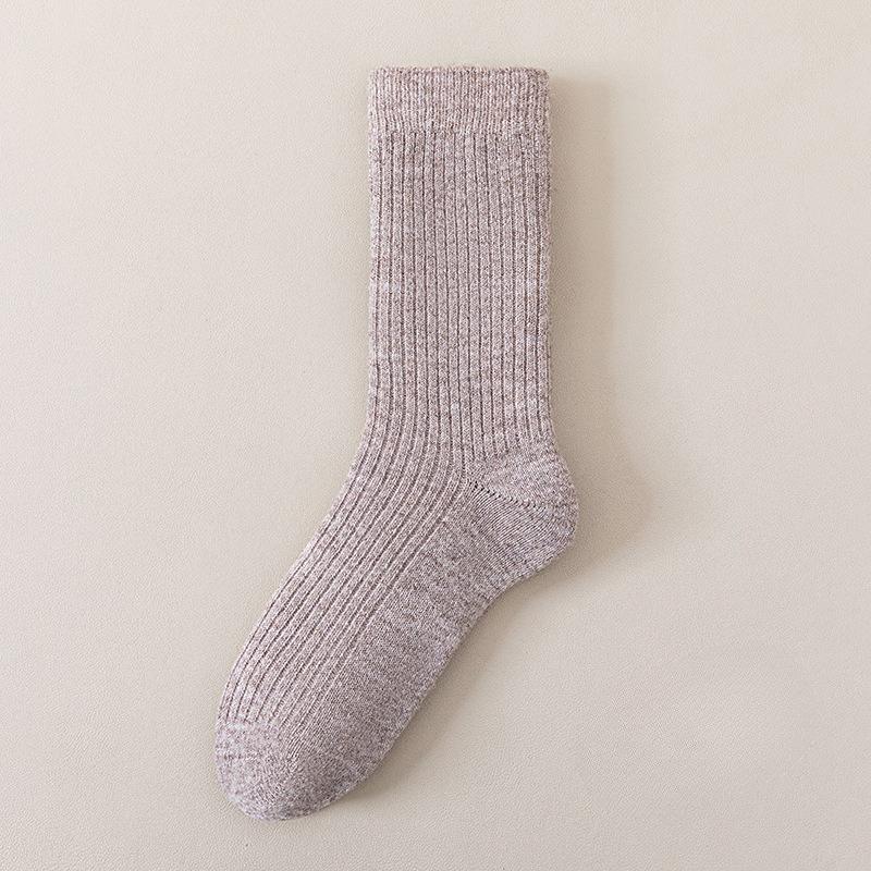 Wool Pile-up Socks for Women in Autumn and Winter, Thick and Warm, Mid-length, Suitable for All Occasions, Pure Color, Anti-chill and Insulation Socks