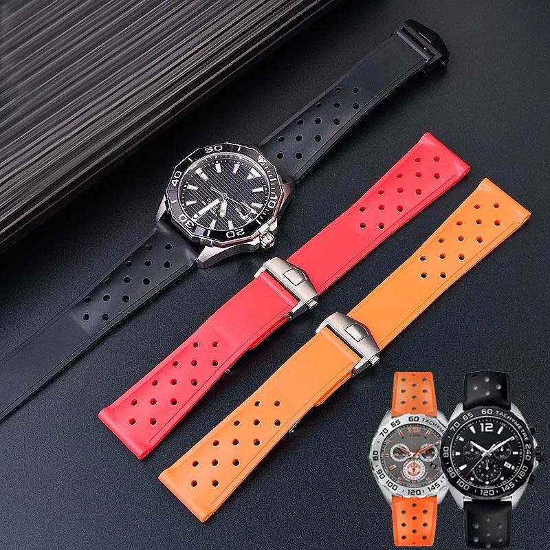 Uhrenarmbänder Für TAG HEUER F1 Rennwagen, CARRERA Und Tauchserien Hochwertiges Silikonkautschuk-Uhrenarmband Herren 22mm