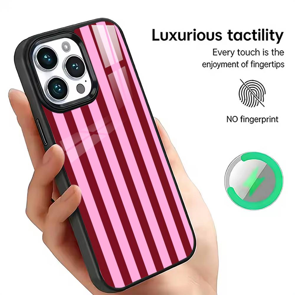 

Burgundy Rose Stripe Phone Case For iPhone17,16,15,14,13,12,11 Plus,Pro Magnetic with Magsafe Wireless Charging iPhone12