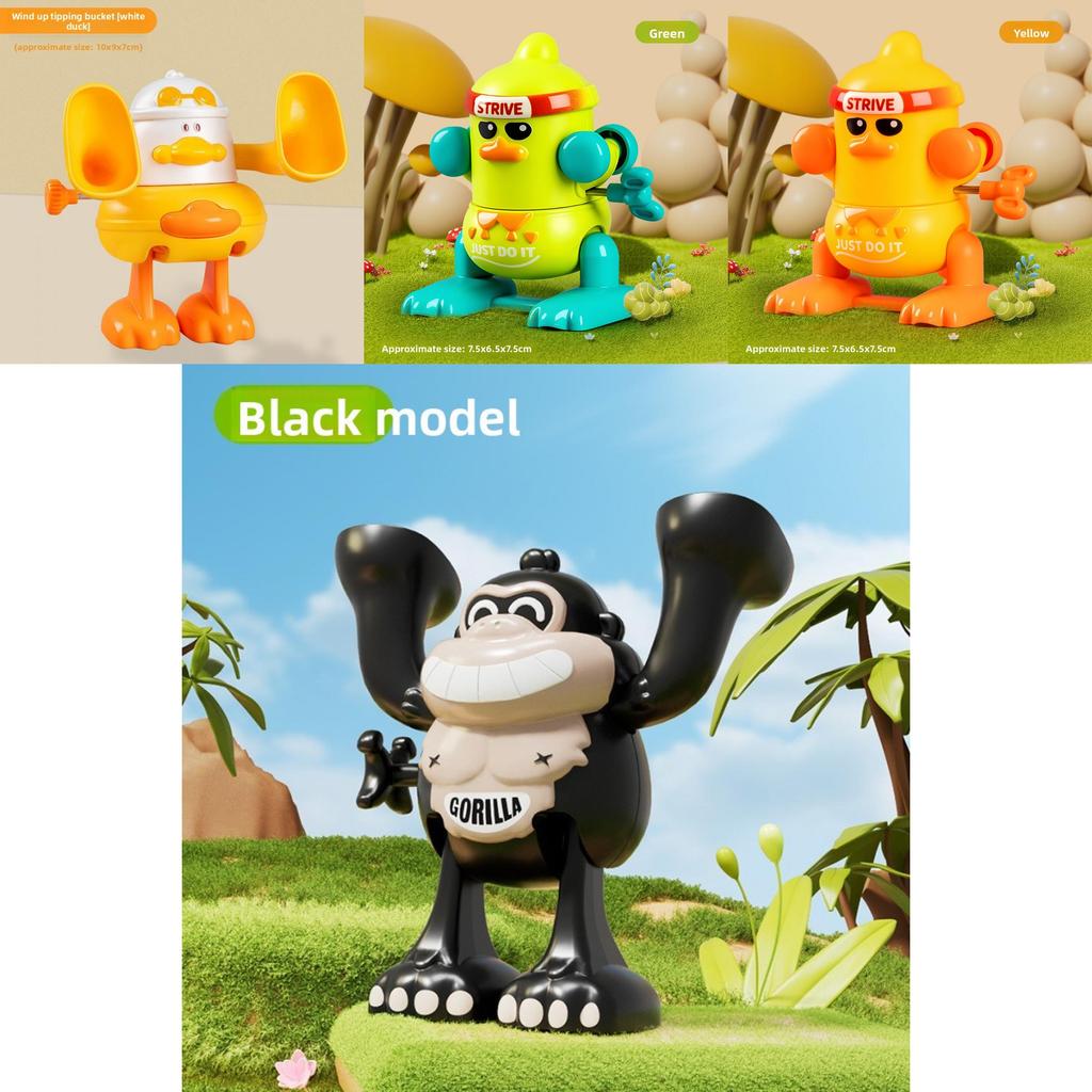 Plastic Baby Toy Set With Cartoon Duck And Gorilla For Infant Learning And Development