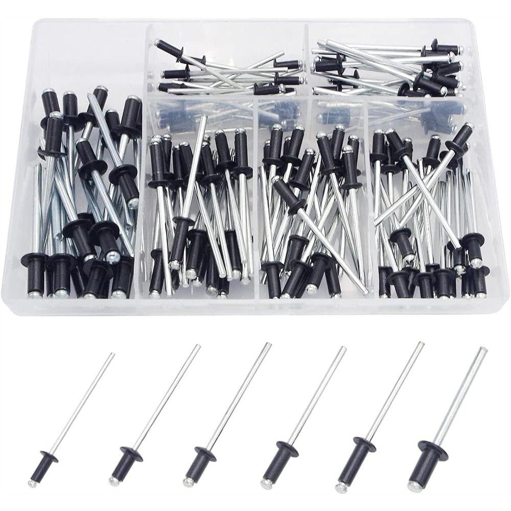 120Pcs Black Blind Rivets 6 Sizes Pull Rivets Pop Rivets  Deep Water Installing Boat