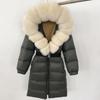 OFTBUY Moda Inverno Giacca Piumino 90% Imbottita con Piumino Collo in Pelliccia di Volpe Oversize Rimovibile Cucita Giacca Piumino Donna Abbigliamento Casual Largo