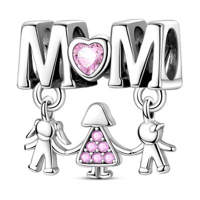 100%Stering Copper Parent-Child Hand-In-Hand Charms Bead Family Friend Pendant Fit Original Bracelet Diy For Women Jewelry