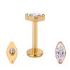 ASTM F136 Titanium Marquise Crystal Labret ear Stud CZ Paved Cartilage Tragus PIERC Earrings Lip Ring Stud Helix Piercing Jewelr