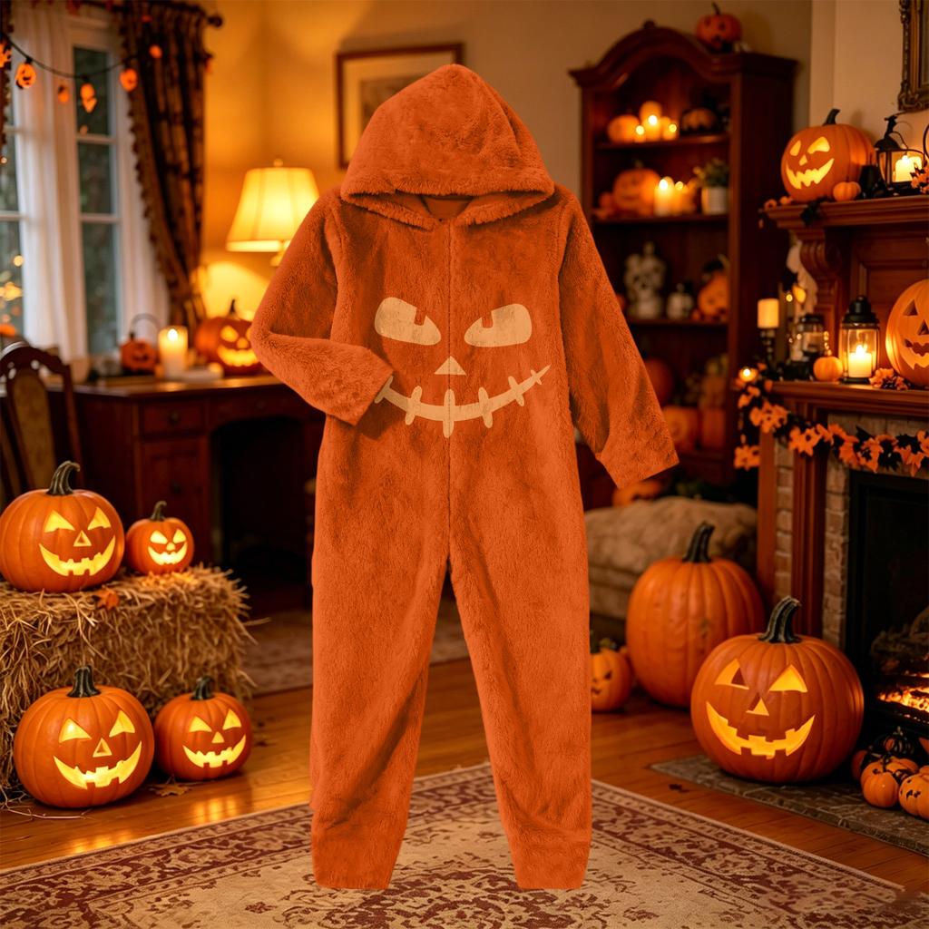 Kids' Halloween Printed Flannel Pajama Set for Cozy Lounging