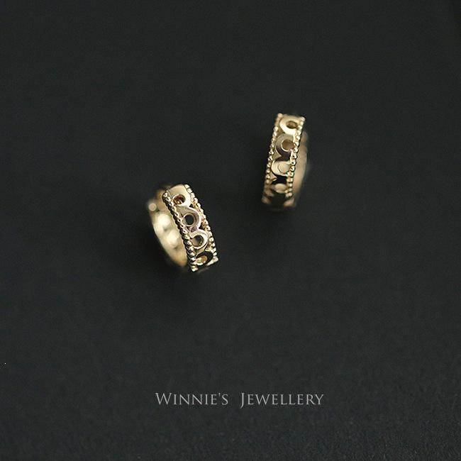 Xin Zhe Mei S925 Gold-Plated Sterling Silver Lace Hoop Earrings for Women Platinum Pair