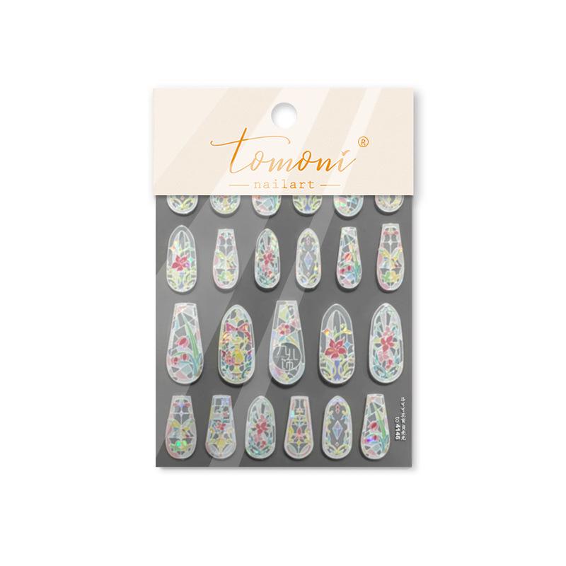 Tomoni Shell Light Nail Art Stickers - Popular Retro DIY Rococo Lattice Design for Phone Cases and Nails (4145)
