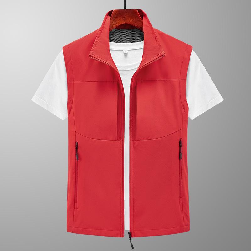 Casual Loose Vest Men's Zipper Multi-pocket Spring and Summer Horse Clip Sleeveless Vest Middle-aged and Young Daddy Vest Jacket
