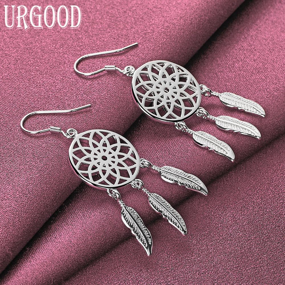 925 Sterling Silver Fashion Leaf Earrings Wedding Jewelry