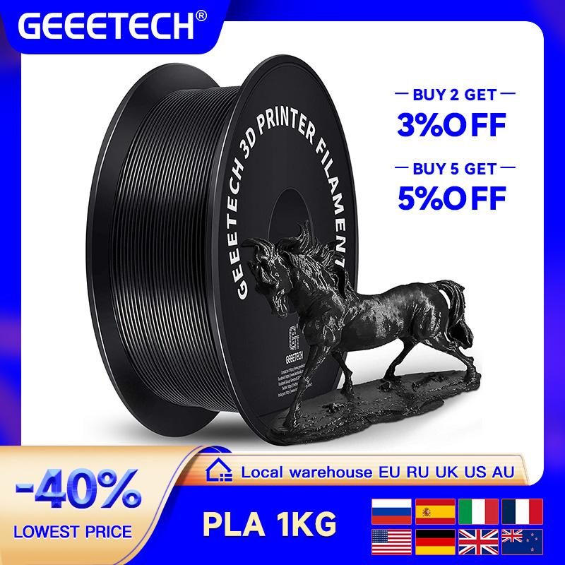 Geeetech 3D Printer Filament Pure PLA PETG Plastic 1.75mm, 1KG (2.2LBS), Tangle-Free, 3D Printing Materials, Vacuum Packaging